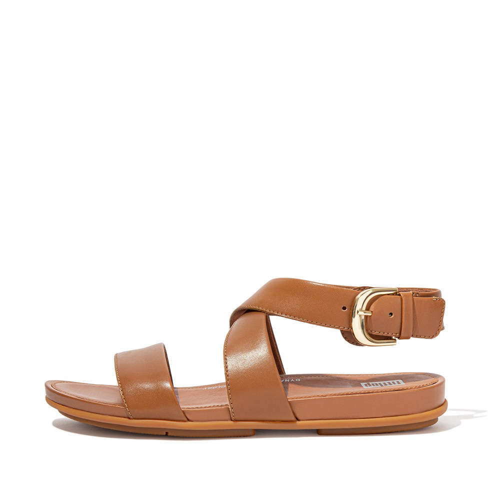 Fitflop Womens Sandals - Gracie Buckle Leather Ankle-strap - Brown - 498-SHWFRX